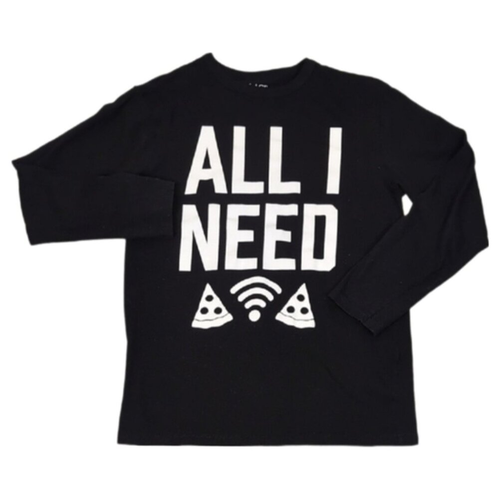 Childrens Place Long Sleeve Crew Neck Tshirt All I Need Pizza Wifi Top